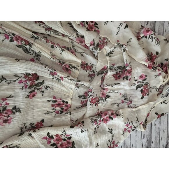 AMERICAN EAGLE Floral Milkmaid Babydoll Mini Dress Small Tiered Cottage Prairie - Picture 9 of 11
